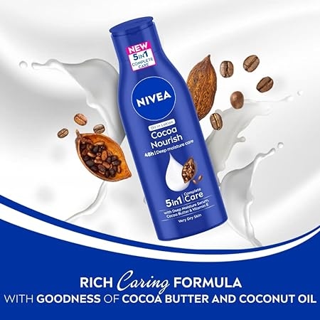 NIVEA Cocoa Nourish Body Lotion - 250ml, Deep Moisture 48 H Moisturization With Cocoa Butter & Coconut Oil 3
