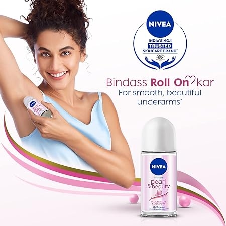 NIVEA Pearl and Beauty Deo Roll On - 50 ml, With Pearl Extracts & Avocado Oil, 48 H Smooth & Beautiful Underarms| 0% Alcohol | For Women 3