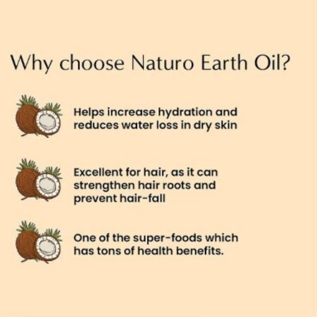 Naturo Earth Organic Cold Pressed Extra Virgin Coconut Oil, 180 ml, For Body & Hair Masaging, and tanning legs skin. 5
