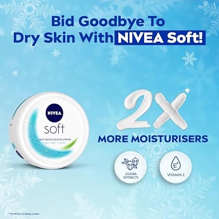 NIVEA Soft Light Moisturizer, 100 ml, for Face, Hand & Body, Non-Greasy Cream with Vitamin E & Jojoba Oil for Instant Hydration. 3