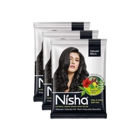 Nisha Natural Henna Black Hair Color 25g Pack of 3 1