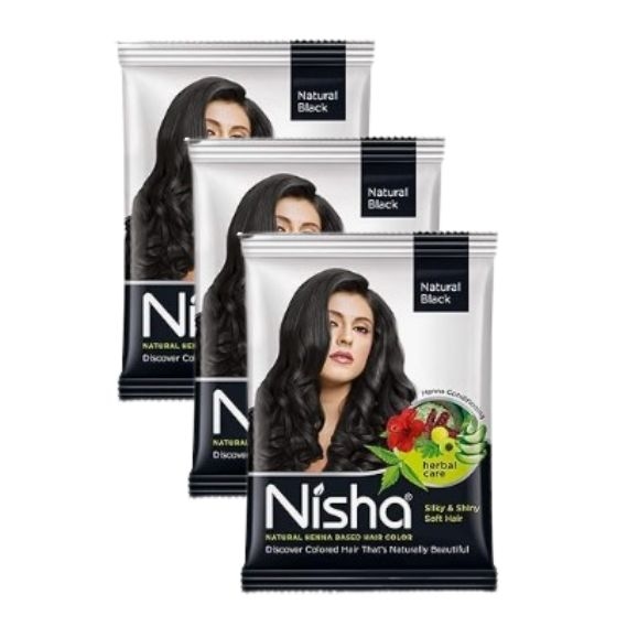 Nisha Natural Henna Black Hair Color 25g Pack of 3 1