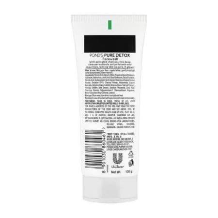 Pond’s Pure Detox, Facewash -100g, with Activated Charcoal, Daily Exfoliating & Brightening Cleanser for Fresh and Glowing Skin, Pollution Clear Face Wash. 1