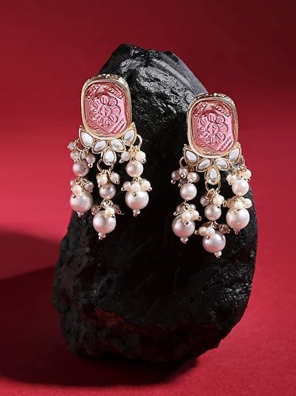 Pearls Layer Yellow Gold Drop Earring For Women 1