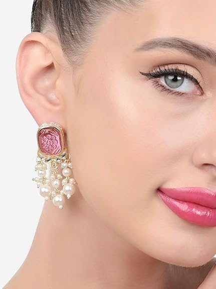 Pearls Layer Yellow Gold Drop Earring For Women 4