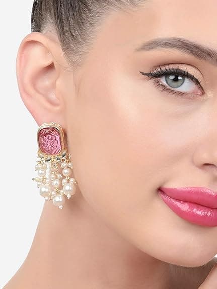 Pearls Layer Yellow Gold Drop Earring For Women 3