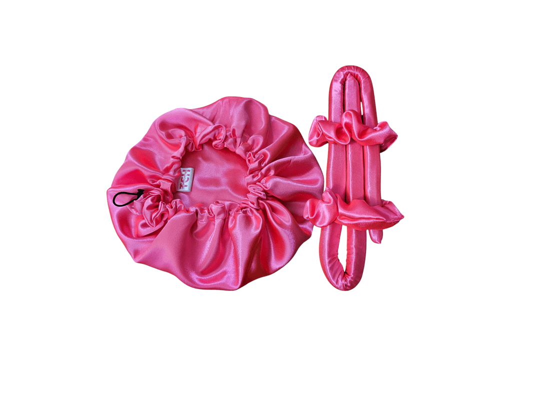 Silk Bonnet And Silk Heatless Hair Curler Set 1