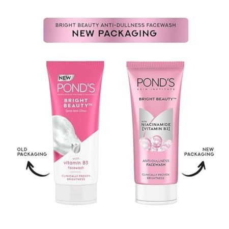 POND'S Bright Beauty Nacinamide Vitamin B3 Anti- Dullness Facewash, For Glass-Skin Like Shine And With 4X Visibly Brighter Skin, 100Gm 3