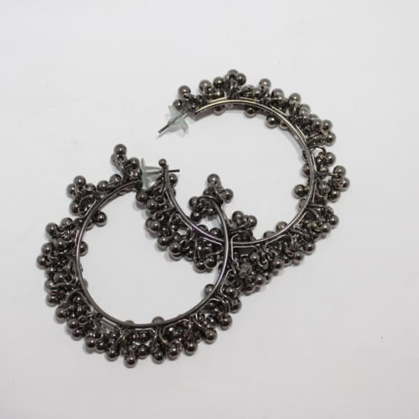 Round Hoop Earring Black Color Elagant wearing Big 2