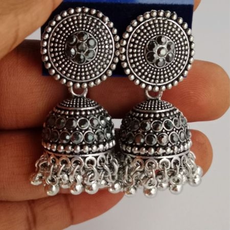 Round Silver White Earring for women's and Girls 2