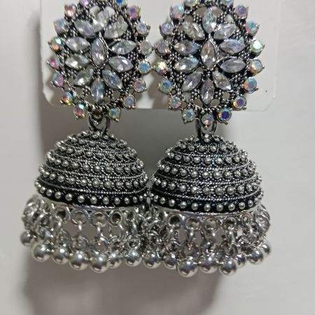 Silver Round earring for women Six Line Details 2