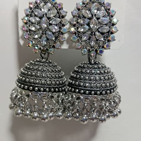 Silver Round earring for women Six Line Details 1