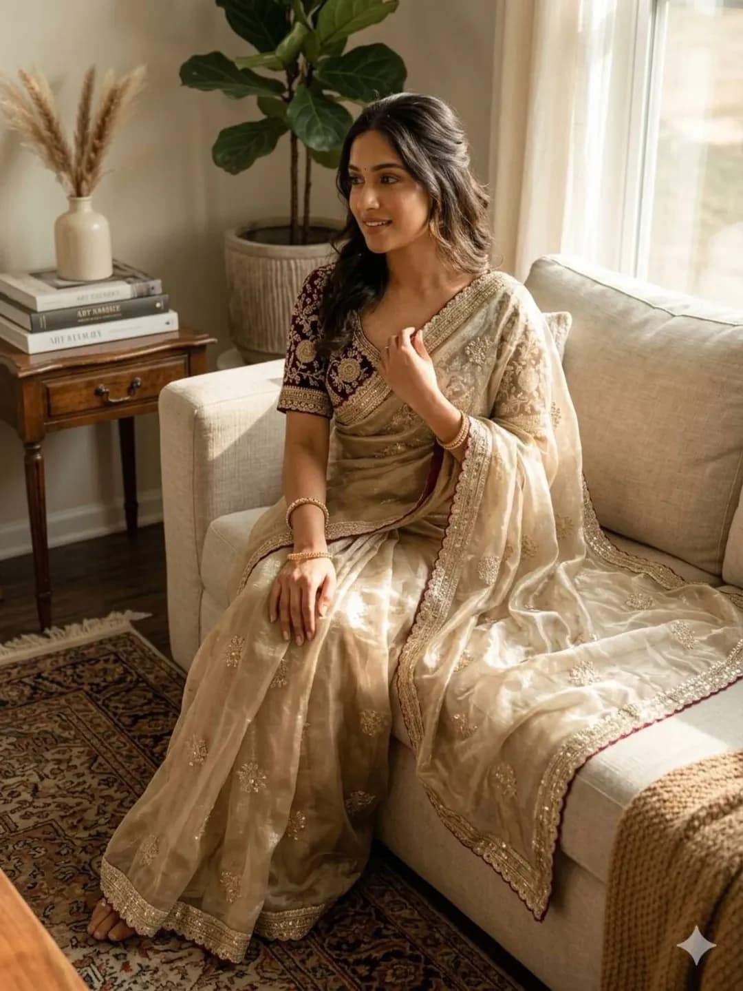 Shivshakti Collection Peach satin embroidered saree 1