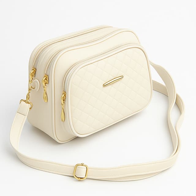Premium Quilted Crossbody Bag for Women | Elegant Design in Cream Colors