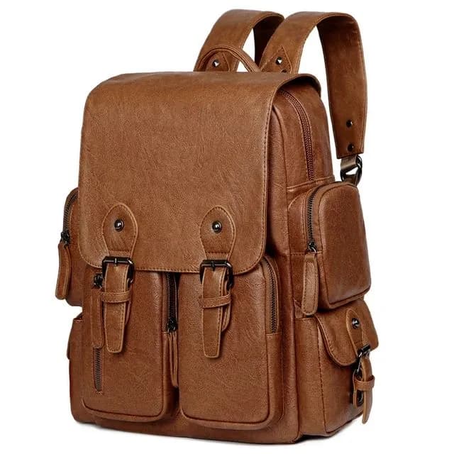 Leather Backpack College And School For Men Casual Travel Bag ( Brown Color) 4