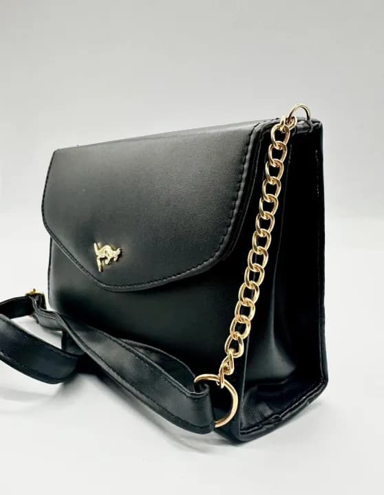 Black Color Crossbody Shoulder Bag With Chain For Women 2