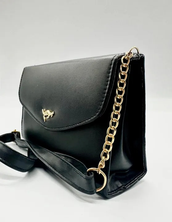 Black Color Crossbody Shoulder Bag With Chain For Women 3