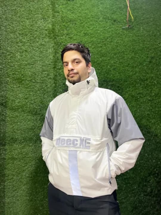 Men's Stylist Hooded Half Zipped Waterproof Windcheater Jacket.