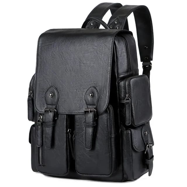 Leather Backpack College And School For Men Casual Travel Bag 1