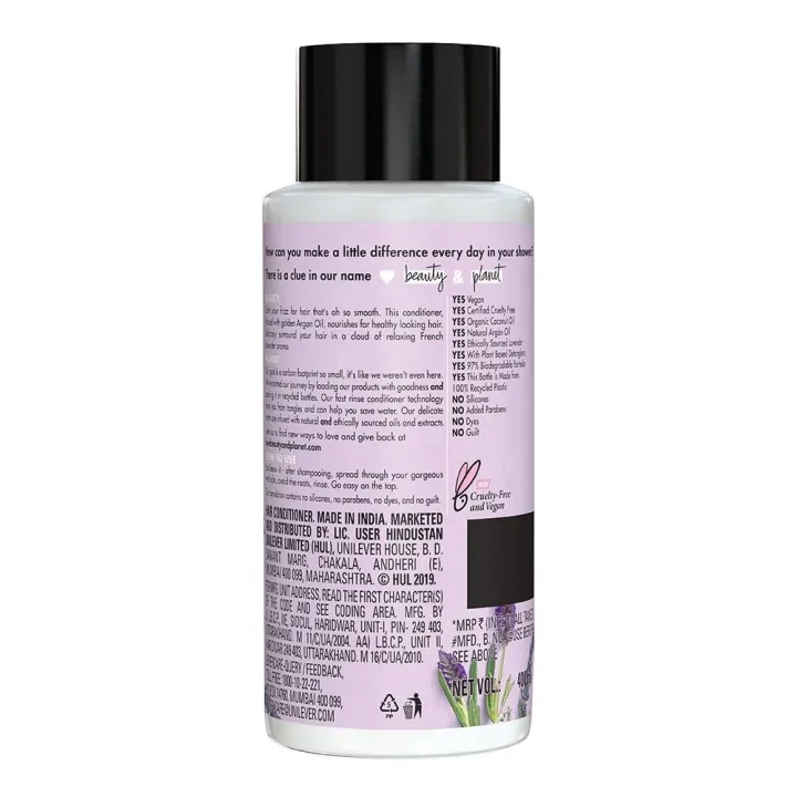 Love Beauty & Planet Argan Oil And Lavender Paraben Free Smooth And Serene Conditioner||No Parabens|| No Dyes - 200ml 1