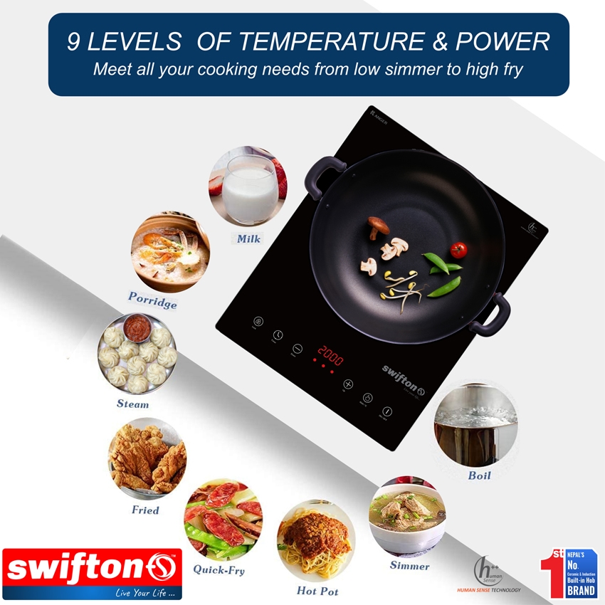 SWIFTON Single 15cm Induction Built in Hob Cooktop, Ceramic Glass, Child Lock, Timer, SN-1306SH 5