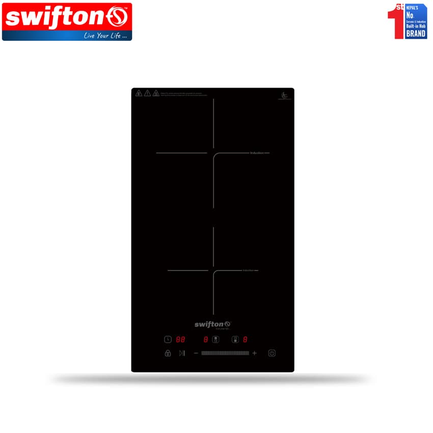 Swifton 30cm Vertical Double 2 Induction Built in Hob Cooktop , Ceramic Glass, Child Lock Timer, SN-226VDH