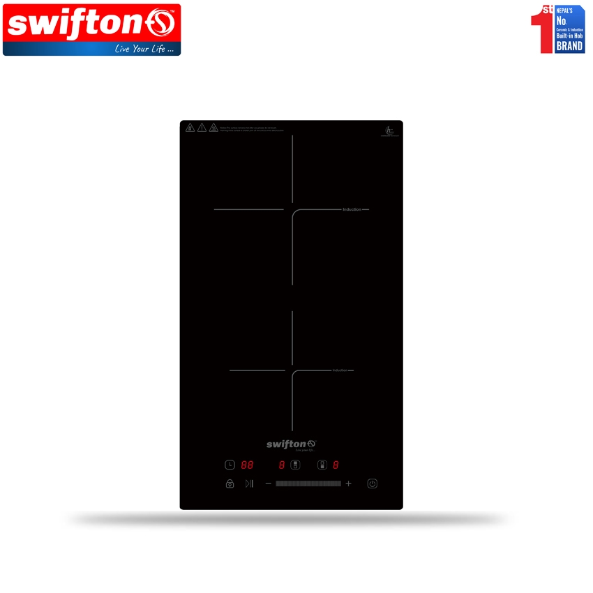 Swifton 30cm Vertical Double 2 Induction Built in Hob Cooktop , Ceramic Glass, Child Lock Timer, SN-226VDH 1