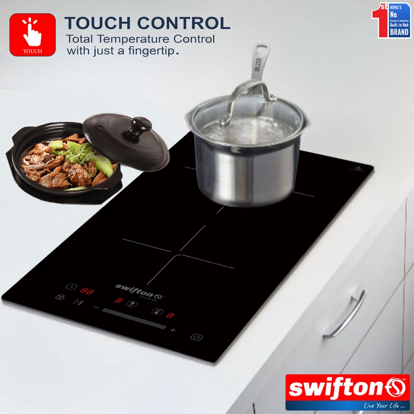 Swifton 30cm Vertical Double 2 Induction Built in Hob Cooktop , Ceramic Glass, Child Lock Timer, SN-226VDH 2