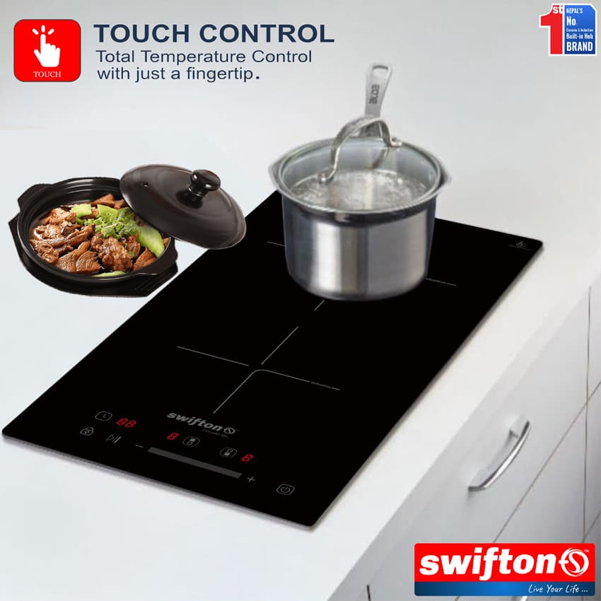 Swifton 30cm Vertical Double 2 Induction Built in Hob Cooktop , Ceramic Glass, Child Lock Timer, SN-226VDH 1