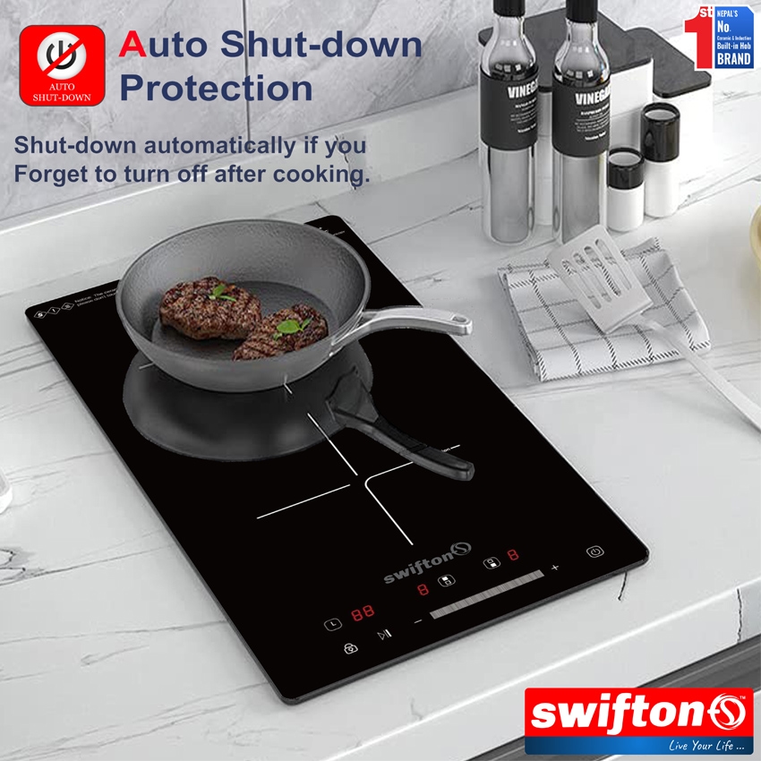 Swifton 30cm Vertical Double 2 Induction Built in Hob Cooktop , Ceramic Glass, Child Lock Timer, SN-226VDH 3
