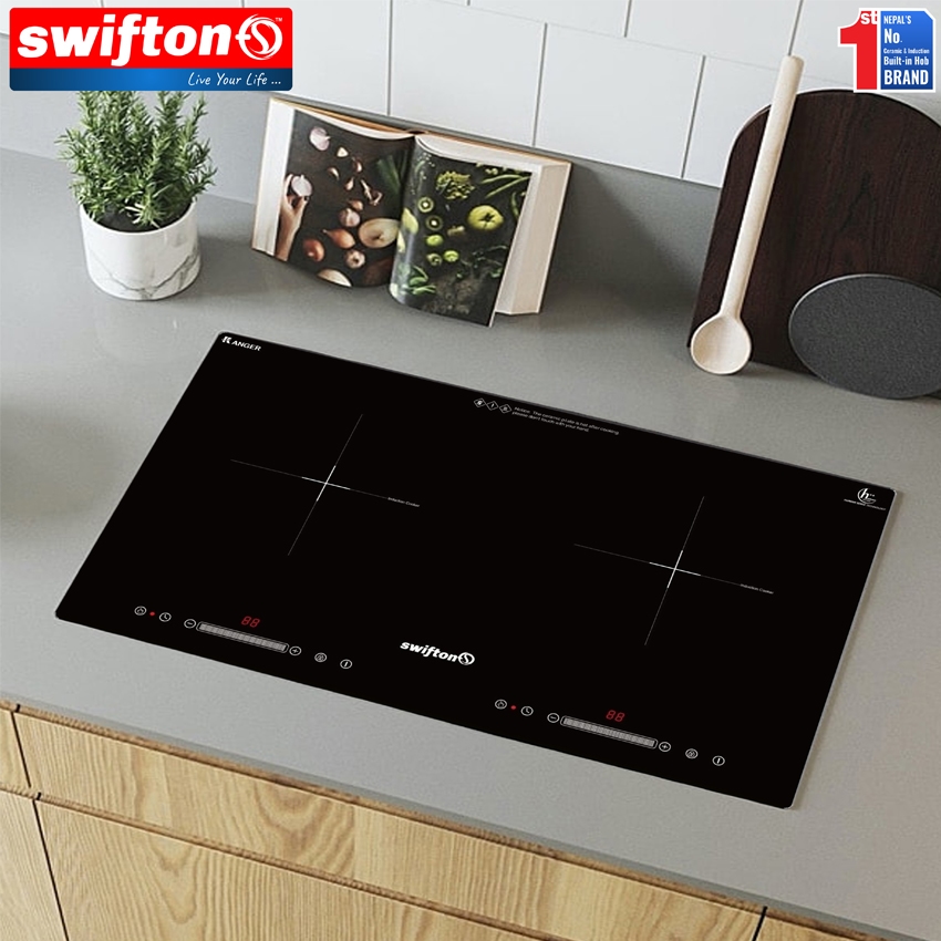 SWIFTON 73 cm Double 2 Induction Built in Hob Cooktop, Ceramic Glass, Child lock, Pause, Timer, SN-280DH 2
