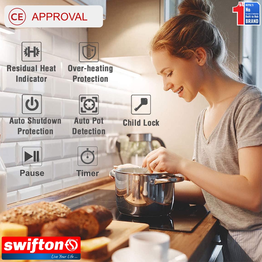SWIFTON 73 cm Double 2 Induction Built in Hob Cooktop Ceramic Glass Child Lock Pause Timer SN-281DH 3