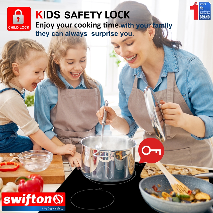 Swifton 60 cm Three 3 Induction Built in Hob Cooktop , Ceramic glass, Child Lock, Timer, SN-335TH 6