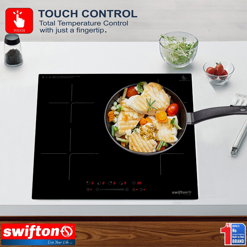 SWIFTON 60cm Four 4 Induction Built in Hob Cooktop Ceramic Glass, Child lock, Timer, SN-412FH 4