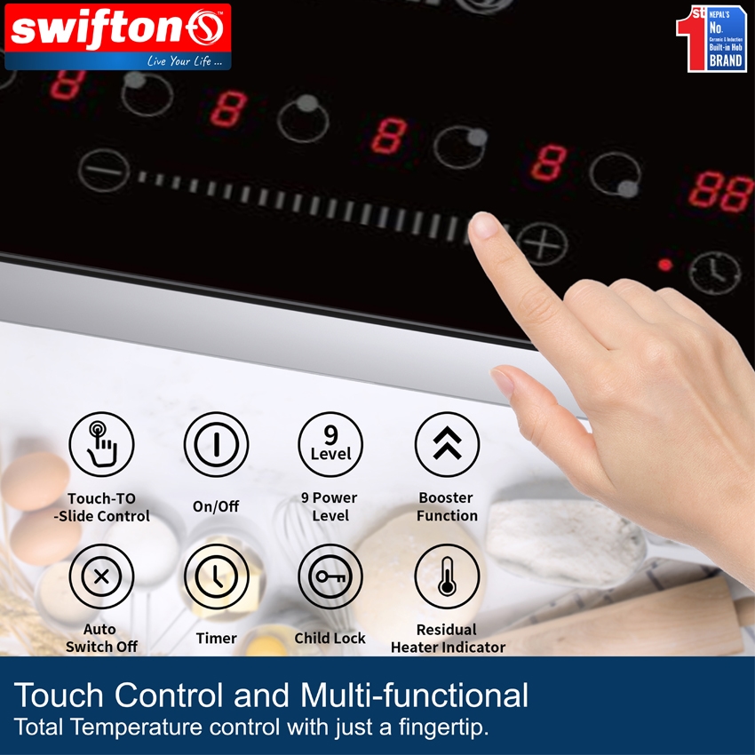 SWIFTON 90cm Five 5 Induction Built in Hob Cooktop, Ceramic Glass, Child Lock, Timer, SN-560MT 3