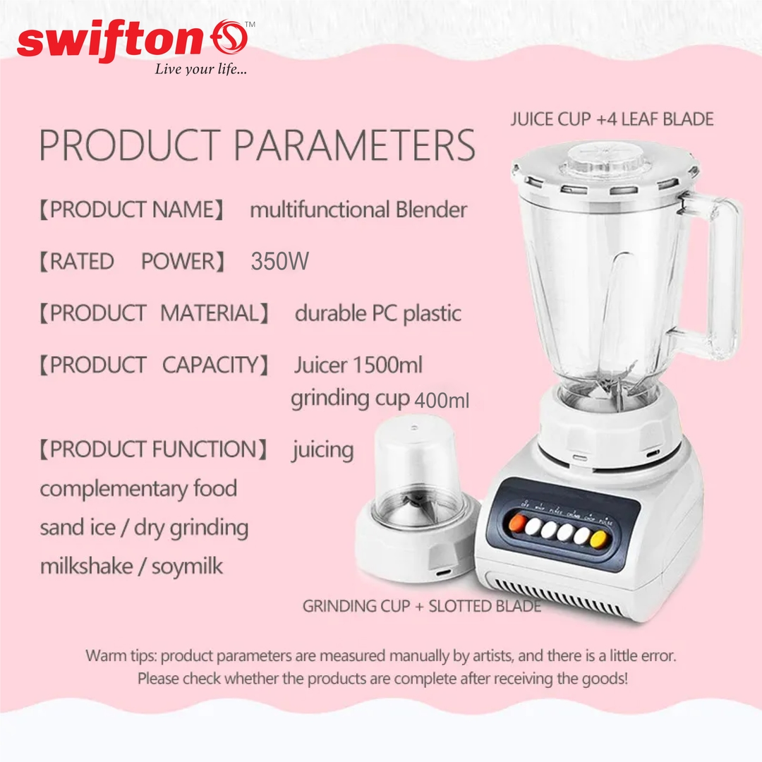 SWIFTON Juicer Blender Grinder 2 in 1 Heavy Duty Multi propose 350-watt 8