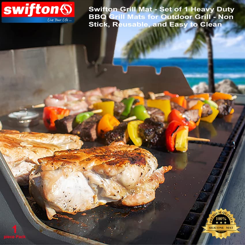 SWIFTON 1 Pcs BBQ Grill Mat Barbecue Outdoor Baking Non Stick Pad Camping Tools Reusable Cooking Plate Kitchen Tools Accessories 2