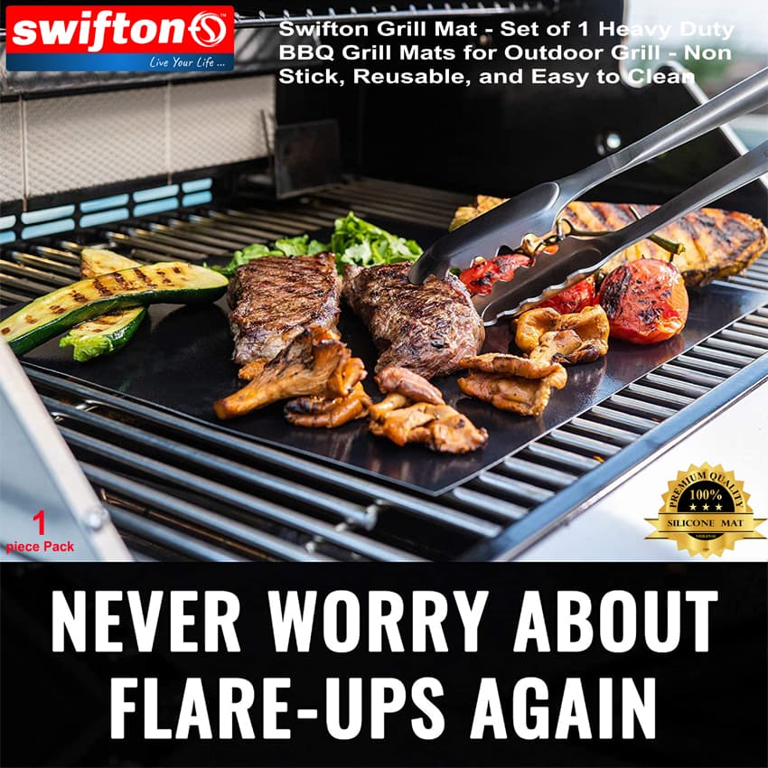 SWIFTON 1 Pcs BBQ Grill Mat Barbecue Outdoor Baking Non Stick Pad Camping Tools Reusable Cooking Plate Kitchen Tools Accessories 3