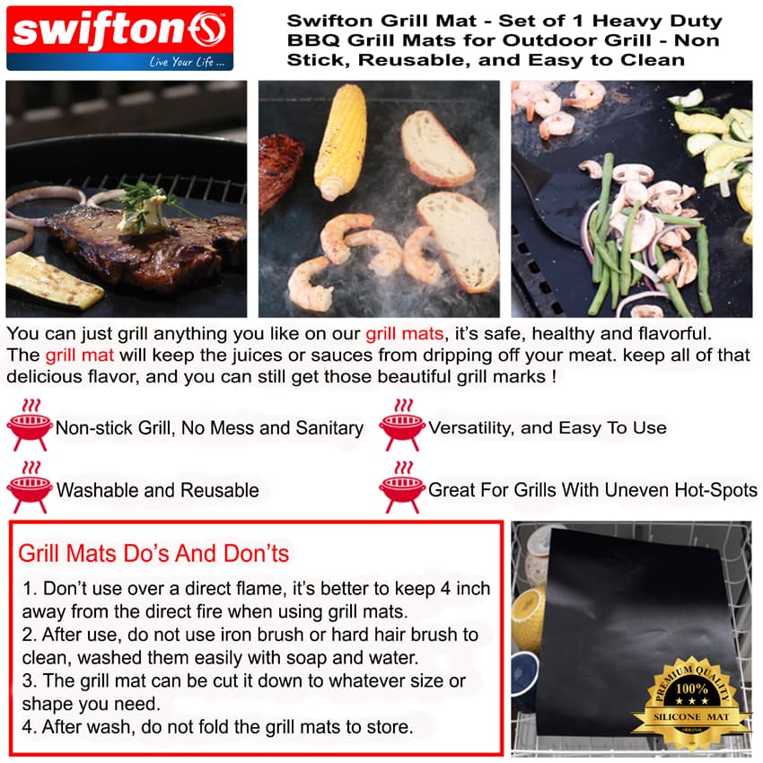 SWIFTON 1 Pcs BBQ Grill Mat Barbecue Outdoor Baking Non Stick Pad Camping Tools Reusable Cooking Plate Kitchen Tools Accessories 7