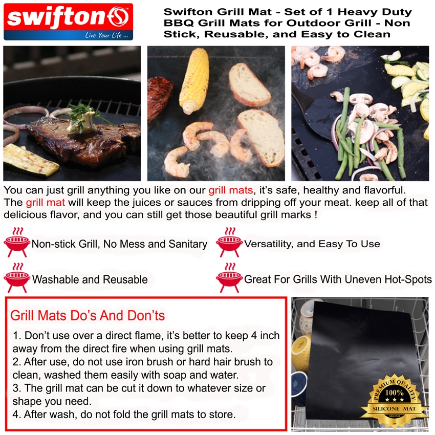 SWIFTON 1 Pcs BBQ Grill Mat Barbecue Outdoor Baking Non Stick Pad Camping Tools Reusable Cooking Plate Kitchen Tools Accessories 8