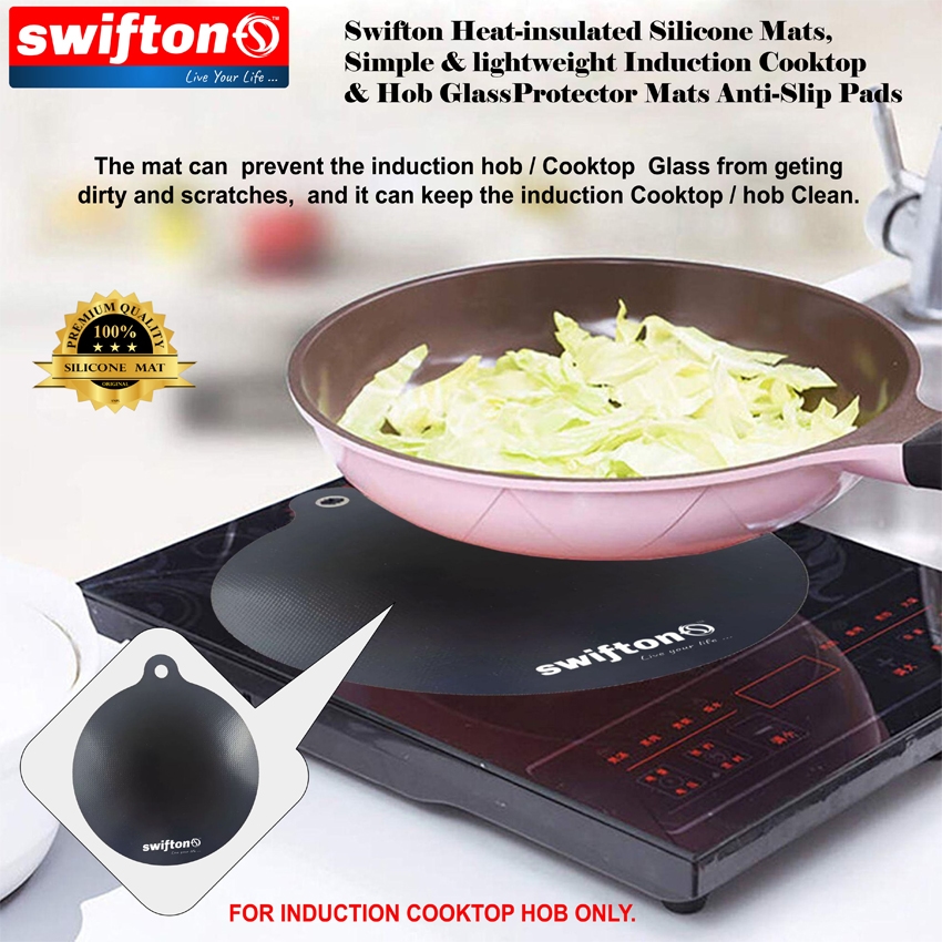 SWIFTON Silicon Mat For Induction Cooktop Hob 2 Piece Set Simple and Lightweight Induction Cooktop Hob Glass Protector Mat Anti Slip Pad 2