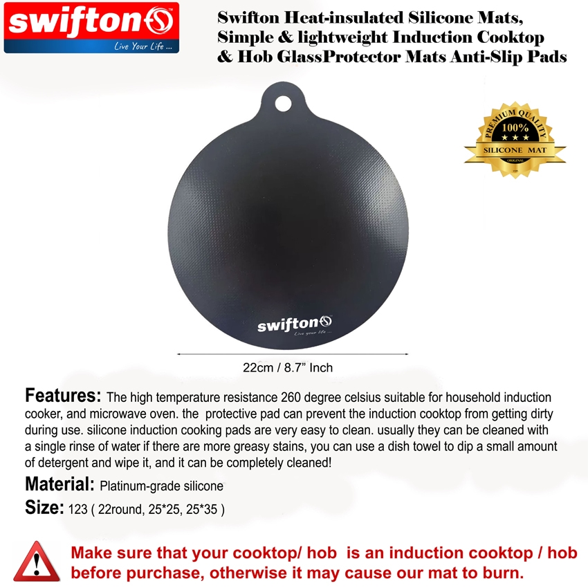 SWIFTON Silicon Mat For Induction Cooktop Hob 1 Piece Set Simple and Lightweight Induction Cooktop Hob Glass Protector Mat Anti Slip Pad 7