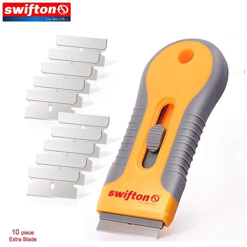 SWIFTON Multi-use Glass Cleaner Scraper with 10 Piece Extra Blade, Induction Cooktop, Infrared Cooktop hob gas hob Glass Scraper 1