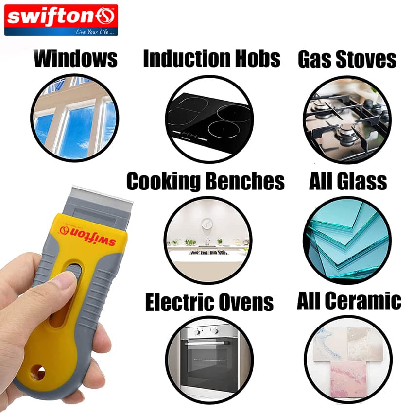 SWIFTON Multi-use Glass Cleaner Scraper with 10 Piece Extra Blade, Induction Cooktop, Infrared Cooktop hob gas hob Glass Scraper 2