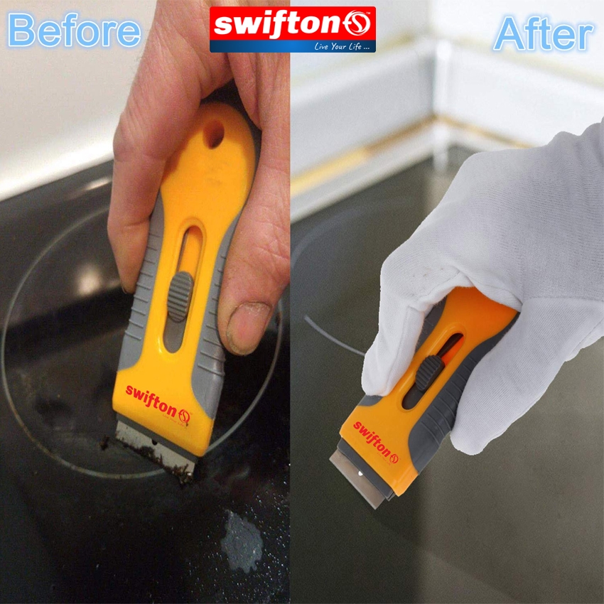 SWIFTON Multi-use Glass Cleaner Scraper with 10 Piece Extra Blade, Induction Cooktop, Infrared Cooktop hob gas hob Glass Scraper 4