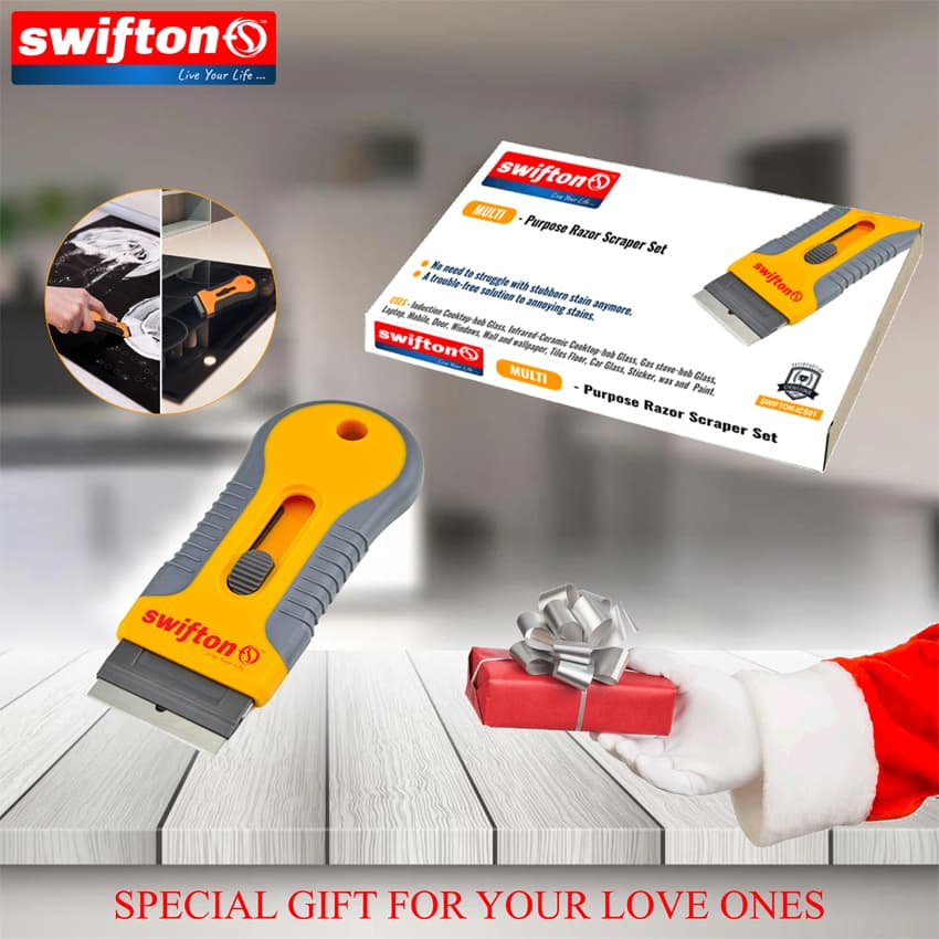 SWIFTON Multi-use Glass Cleaner Scraper with 10 Piece Extra Blade, Induction Cooktop, Infrared Cooktop hob gas hob Glass Scraper 5