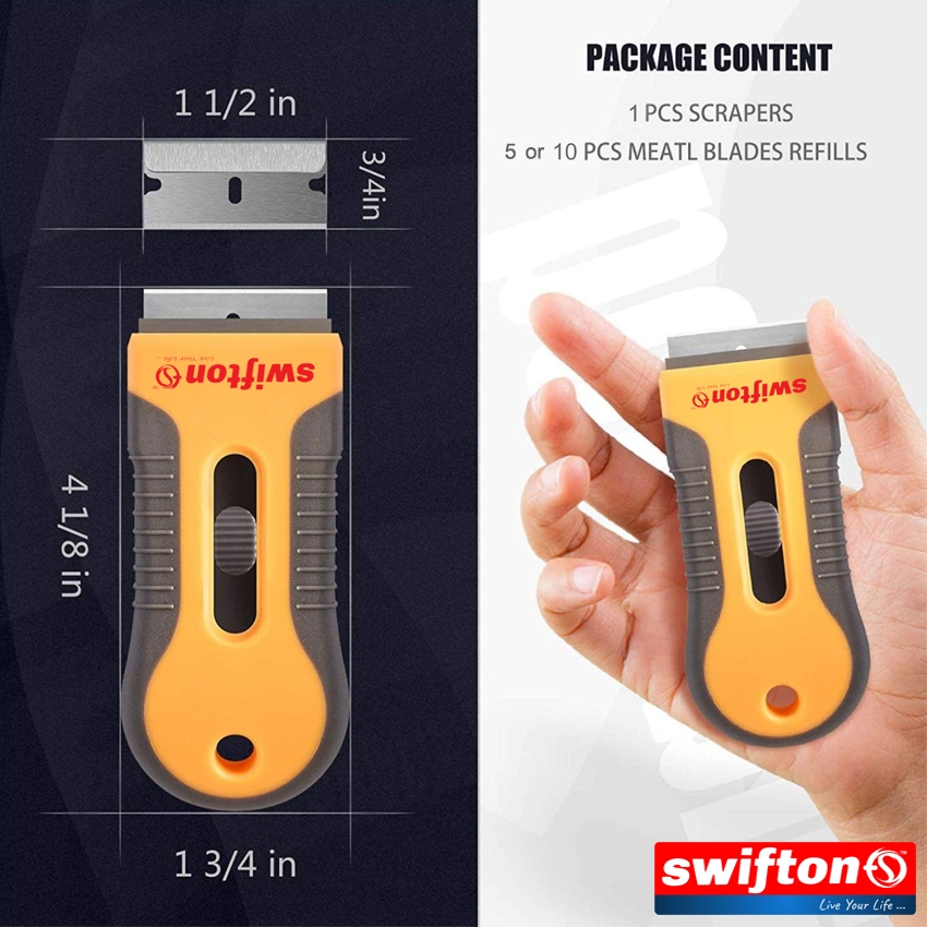 SWIFTON Multi-use Glass Cleaner Scraper with 10 Piece Extra Blade, Induction Cooktop, Infrared Cooktop hob gas hob Glass Scraper 7