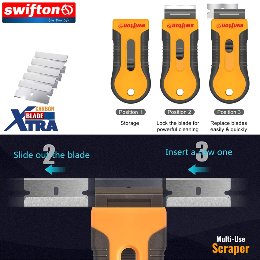 SWIFTON Multi-use Glass Cleaner Scraper with 10 Piece Extra Blade, Induction Cooktop, Infrared Cooktop hob gas hob Glass Scraper 8
