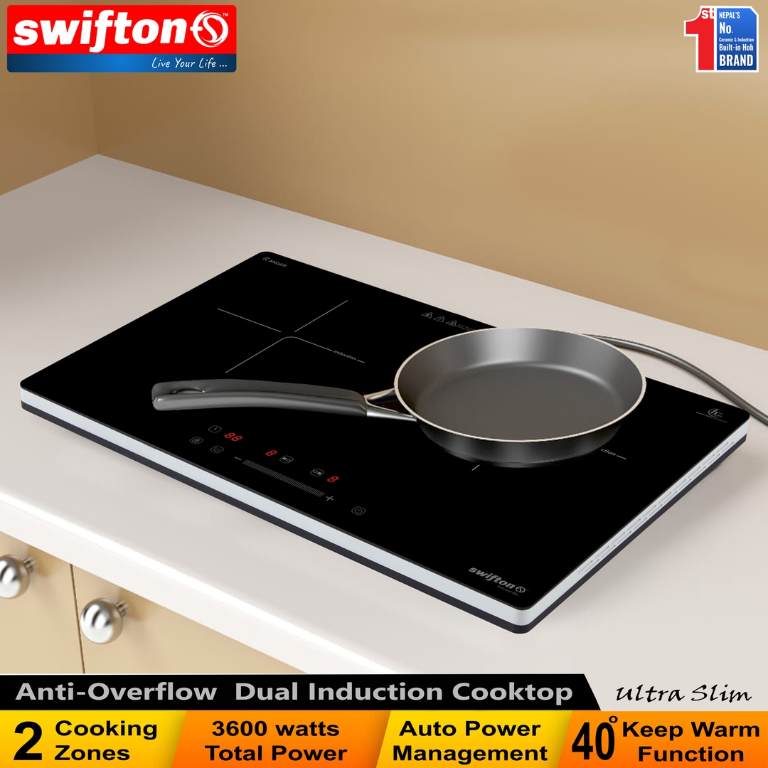 Swifton Double 2 Induction Cooktop Anti Overflow Protection 9 Cooking Power level Keep Warm Child Lock Timer SN-i20DH 9