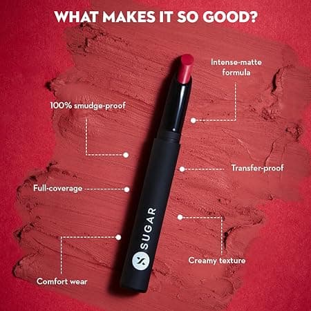 SUGAR Cosmetics Matte Attack Lipstick for Women - 2gm, 04 Maroon Color, Transferproof & Smudgeproof , Lasts upto 12hrs, Enriched With Jojoba Oil 3
